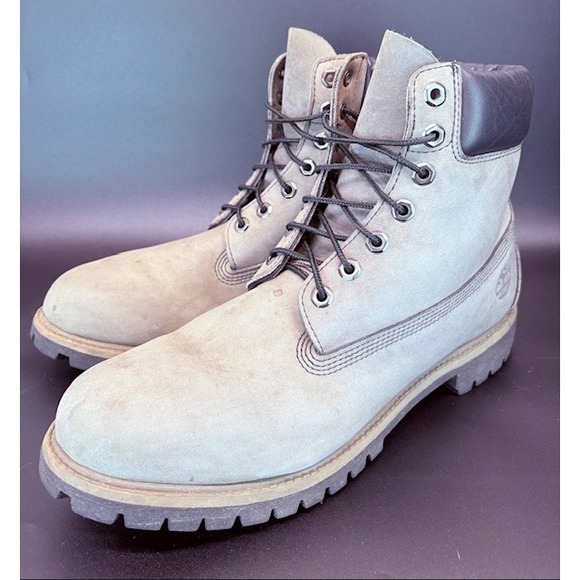 Timberland 6 Inch Premium Boots Gray Leather Lace Up Ankle Boots Men's size 12 - Picture 1 of 9